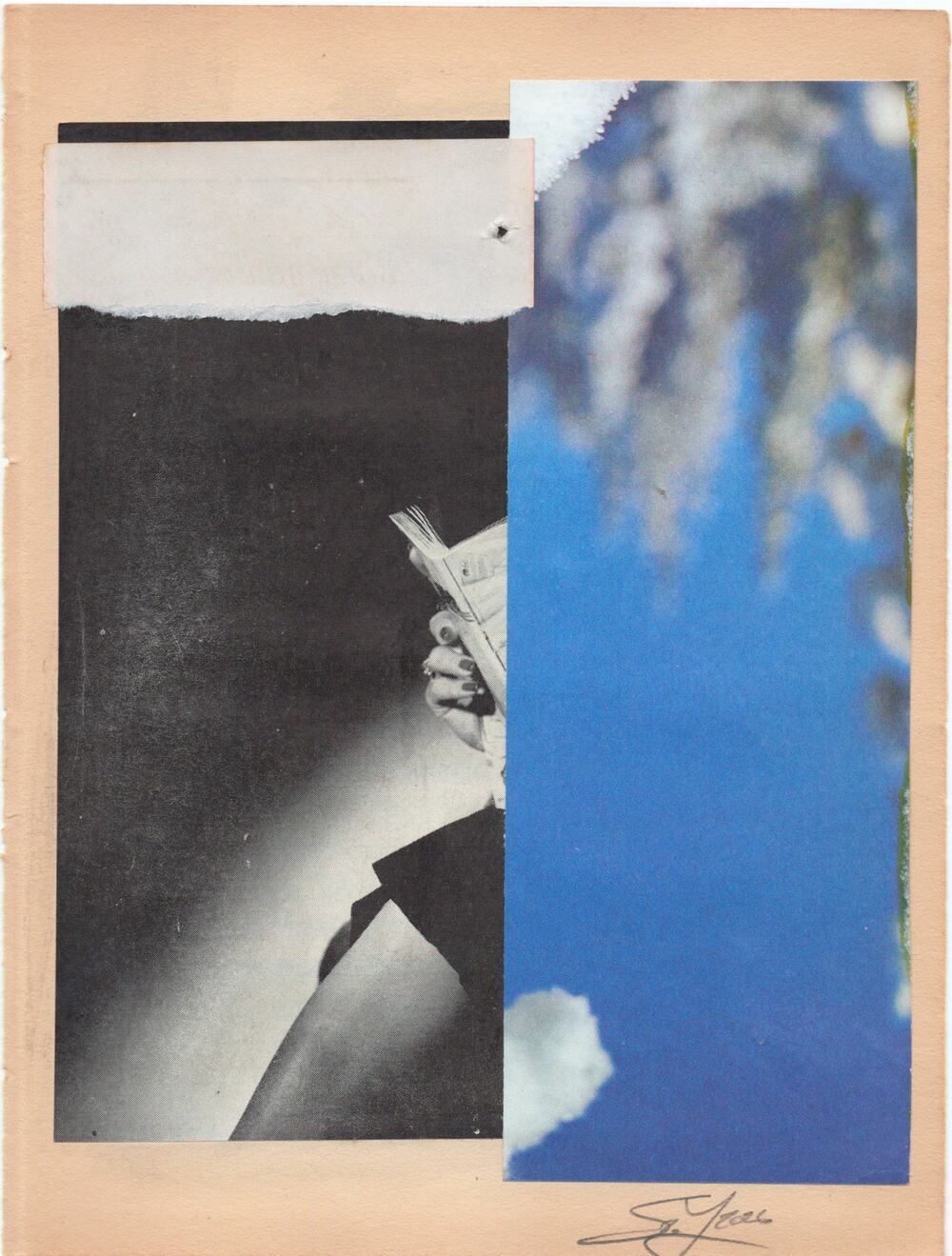 Original Mixed Media Modern Art Collage "Yenta" 5.75x7.5" Signed